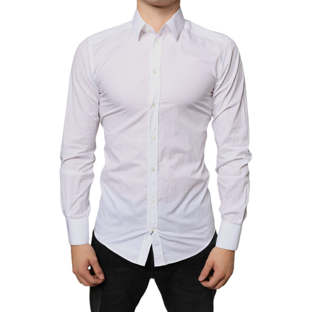 Dolce & Gabbana White Cotton Collared Men Formal Dress Shirt TSH6295-39