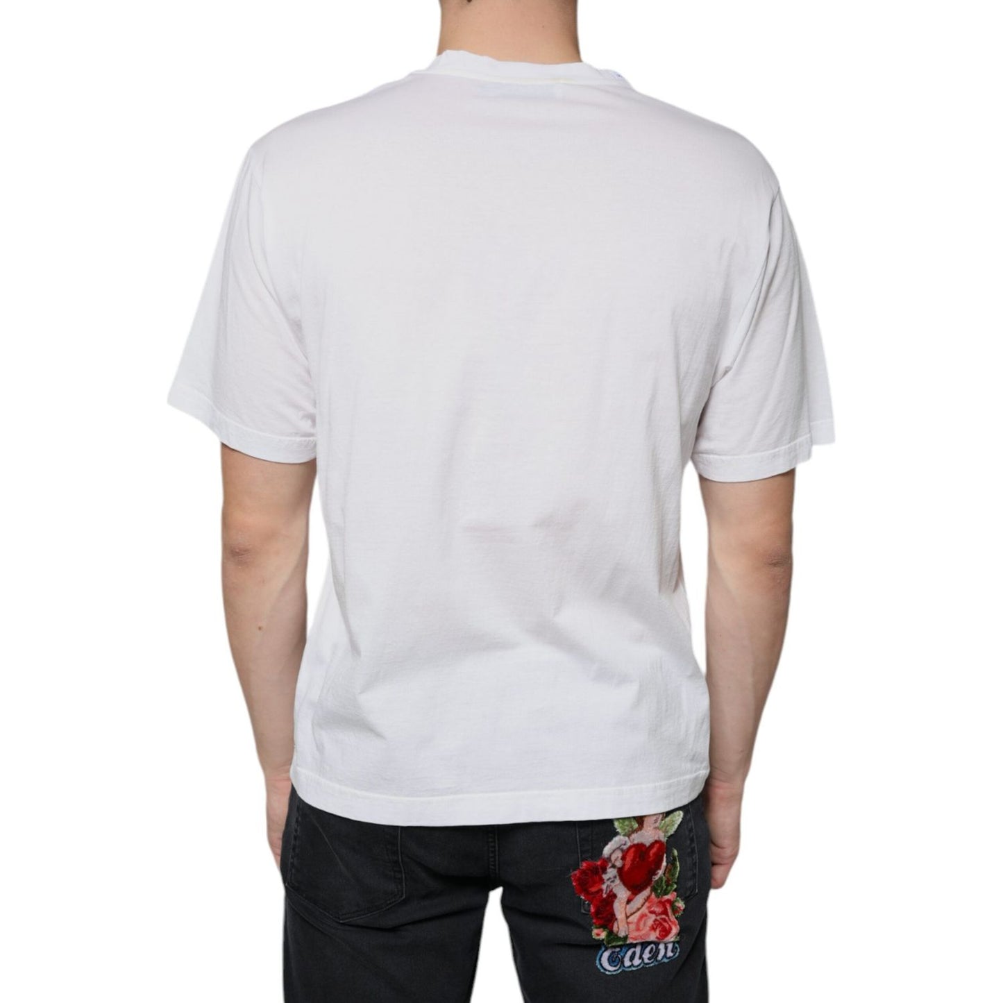 Dolce & Gabbana White Cotton DG Logo Print Casual T-shirt TSH86678-46