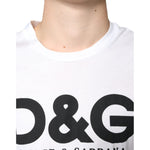 Dolce & Gabbana White Cotton DG Logo Print Casual T-shirt TSH86678-46