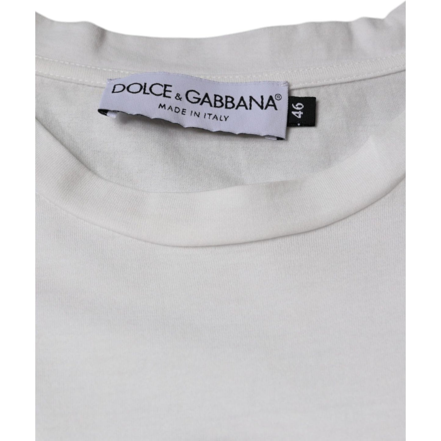 Dolce & Gabbana White Cotton DG Logo Print Casual T-shirt TSH86678-46