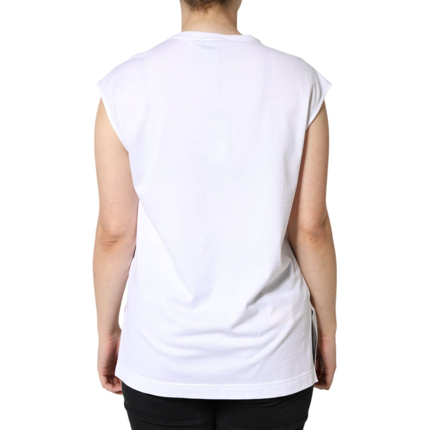 Dolce & Gabbana White Cotton Sleeveless Crew Neck T-shirt TSH86599-40