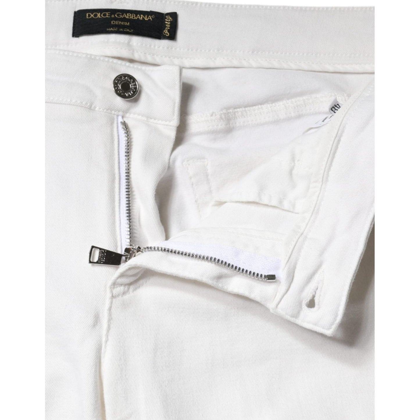 Dolce & Gabbana White Cotton Stretch Tattered Skinny Jeans PAN75523-48