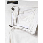Dolce & Gabbana White Cotton Stretch Tattered Skinny Jeans PAN75523-48