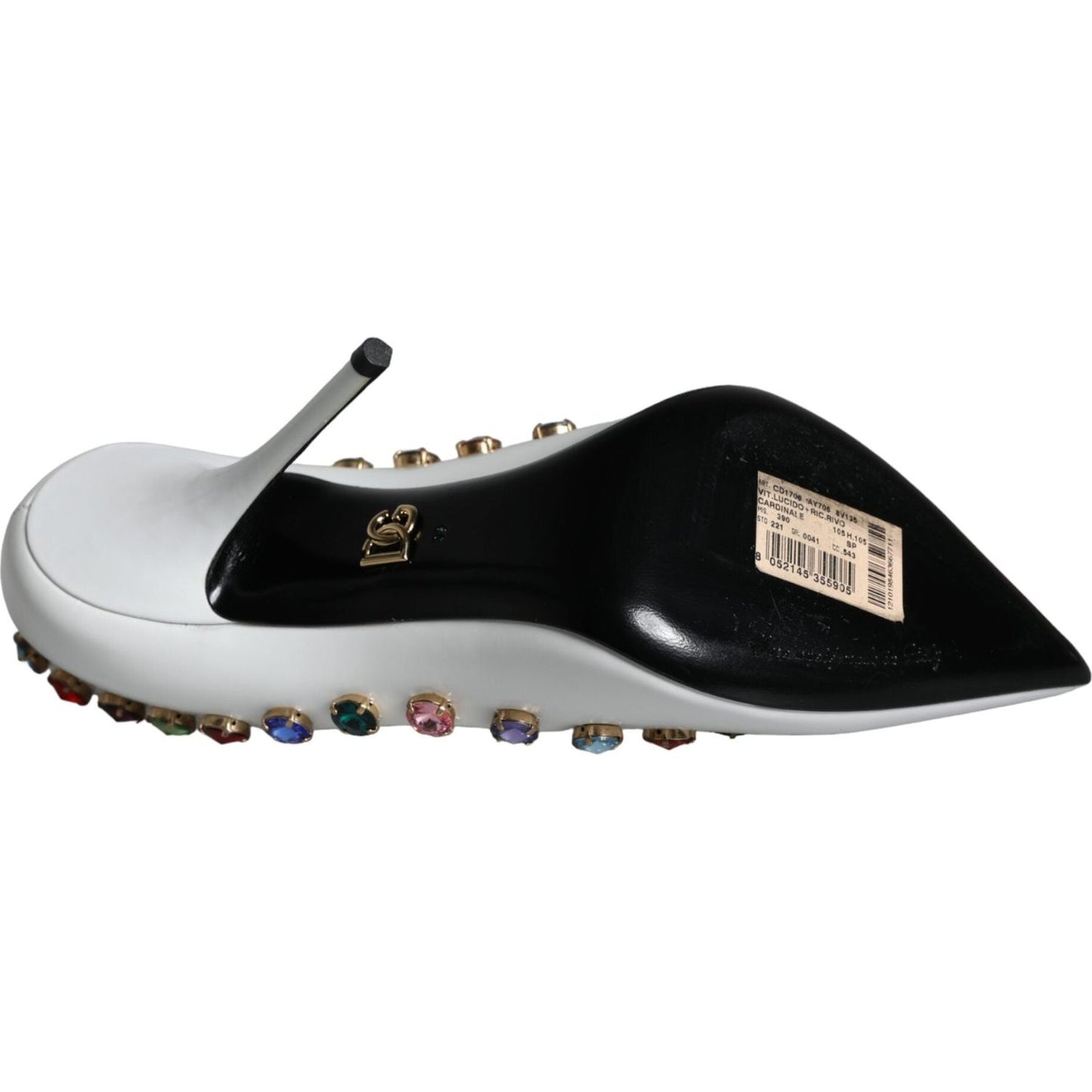 Dolce & Gabbana White Crystal Leather High Heels Pumps Shoes LA11254-39