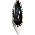 Dolce & Gabbana White Crystal Leather High Heels Pumps Shoes LA11254-39