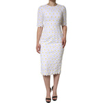 Dolce & Gabbana White Daisy Macrame Lace Sheath Midi Dress DR281204-40
