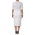 Dolce & Gabbana White Daisy Macrame Lace Sheath Midi Dress DR281204-40