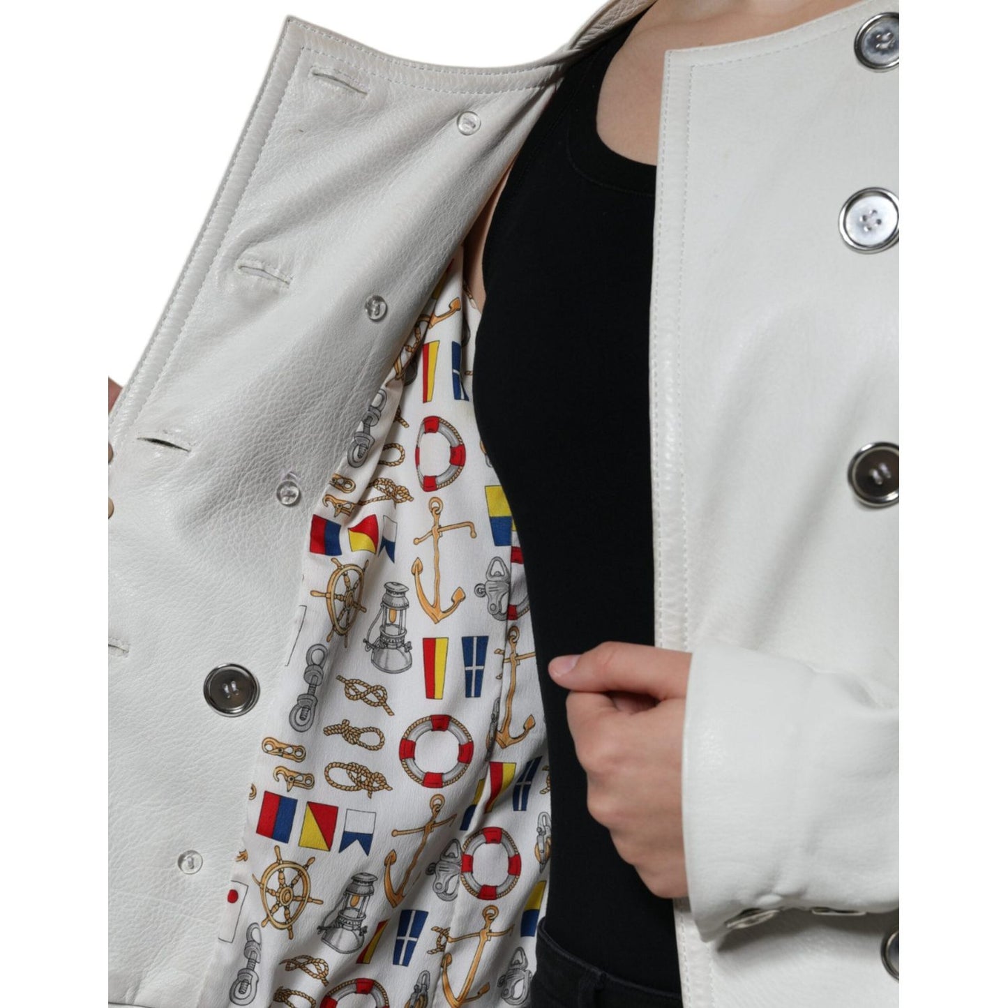 Dolce & Gabbana White Double Breasted Blazer Coat Jacket JKT4102-48