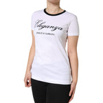 Dolce & Gabbana White Eleganza Print Cotton Short Sleeves T-shirt TSH86597-46