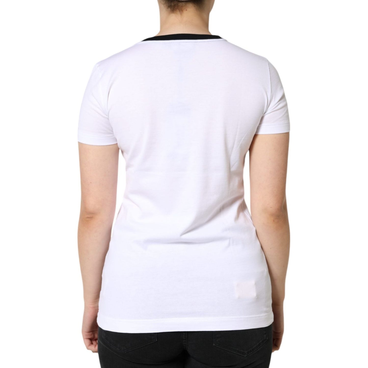 Dolce & Gabbana White Eleganza Print Cotton Short Sleeves T-shirt TSH86597-46