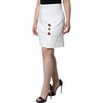 Dolce & Gabbana White Floral Brocade Embellished Mini Skirt SKI2005-44