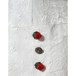 Dolce & Gabbana White Floral Brocade Embellished Mini Skirt SKI2005-44
