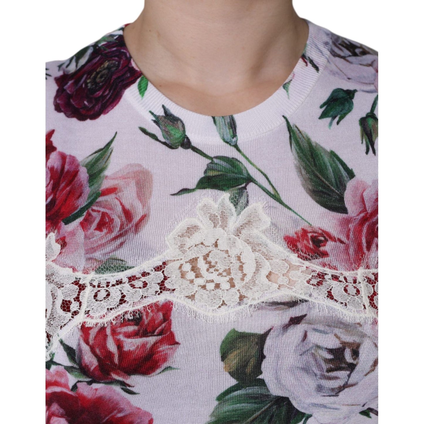 Dolce & Gabbana White Floral Lace Silk Sleeveless Tank Top TSH86580-40