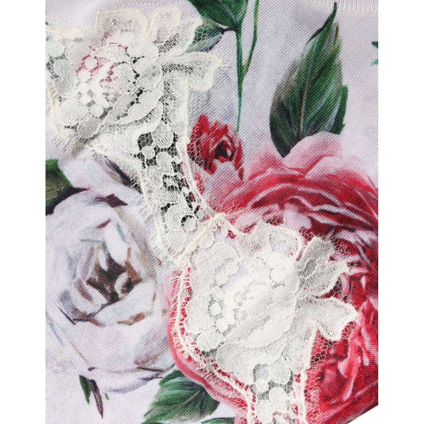 Dolce & Gabbana White Floral Lace Silk Sleeveless Tank Top TSH86580-40