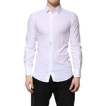 Dolce & Gabbana White GOLD Cotton Long Sleeve Formal Shirt