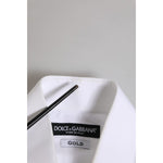 Dolce & Gabbana White GOLD Cotton Long Sleeve Formal Shirt