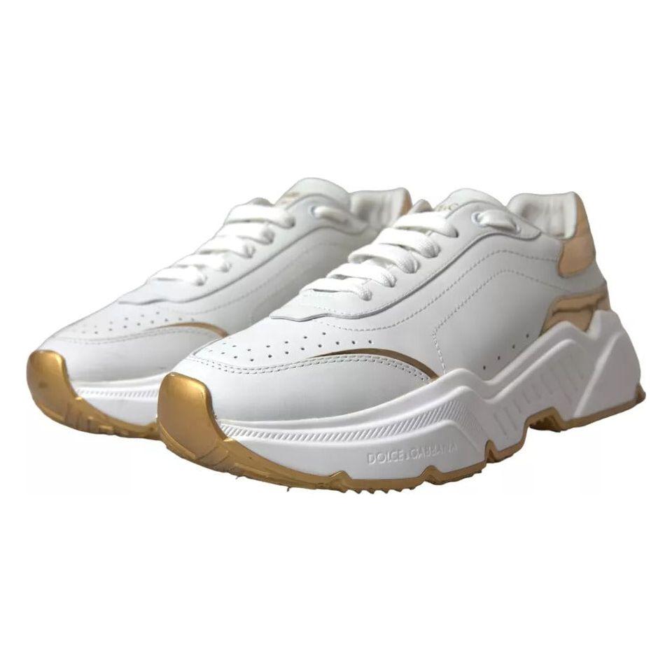 Dolce & Gabbana White Gold Leather Men Sneakers DAYMASTER Shoes LA5319#1-36