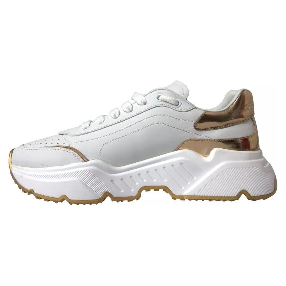 Dolce & Gabbana White Gold Leather Men Sneakers DAYMASTER Shoes LA5319#1-36