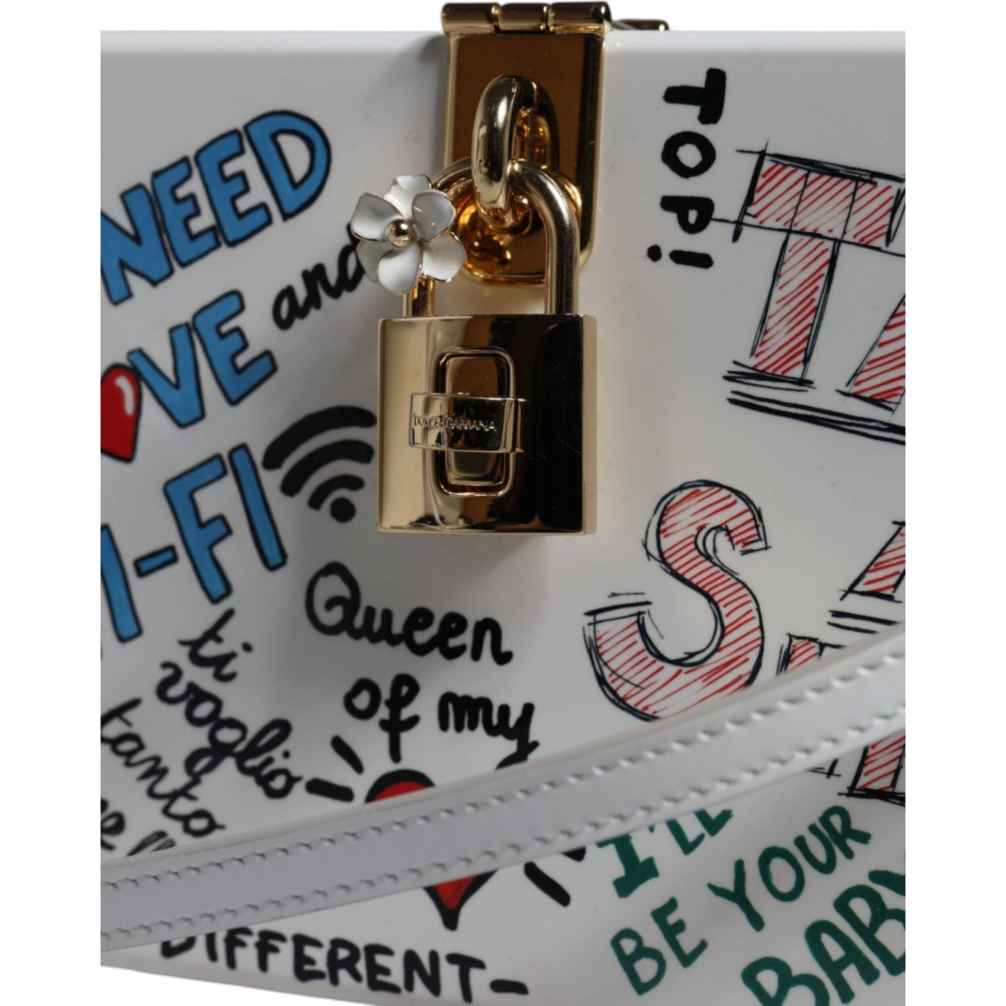 Dolce & Gabbana White Graffiti Print Clutch Crossbody Bag BAG4110