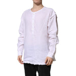 Dolce & Gabbana White Linen Long Sleeves Casual Men Shirt