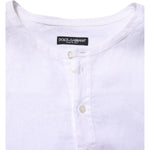 Dolce & Gabbana White Linen Long Sleeves Casual Men Shirt
