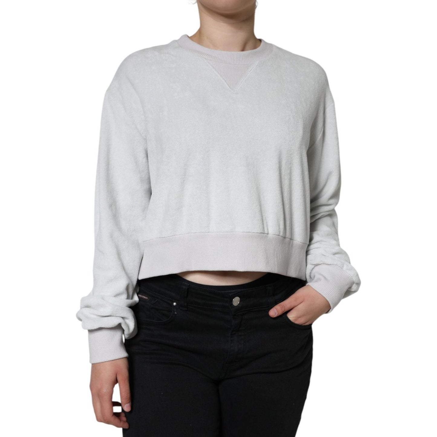 Dolce & Gabbana White Nylon Stretch Crew Neck Pullover Sweater TSH84222-40
