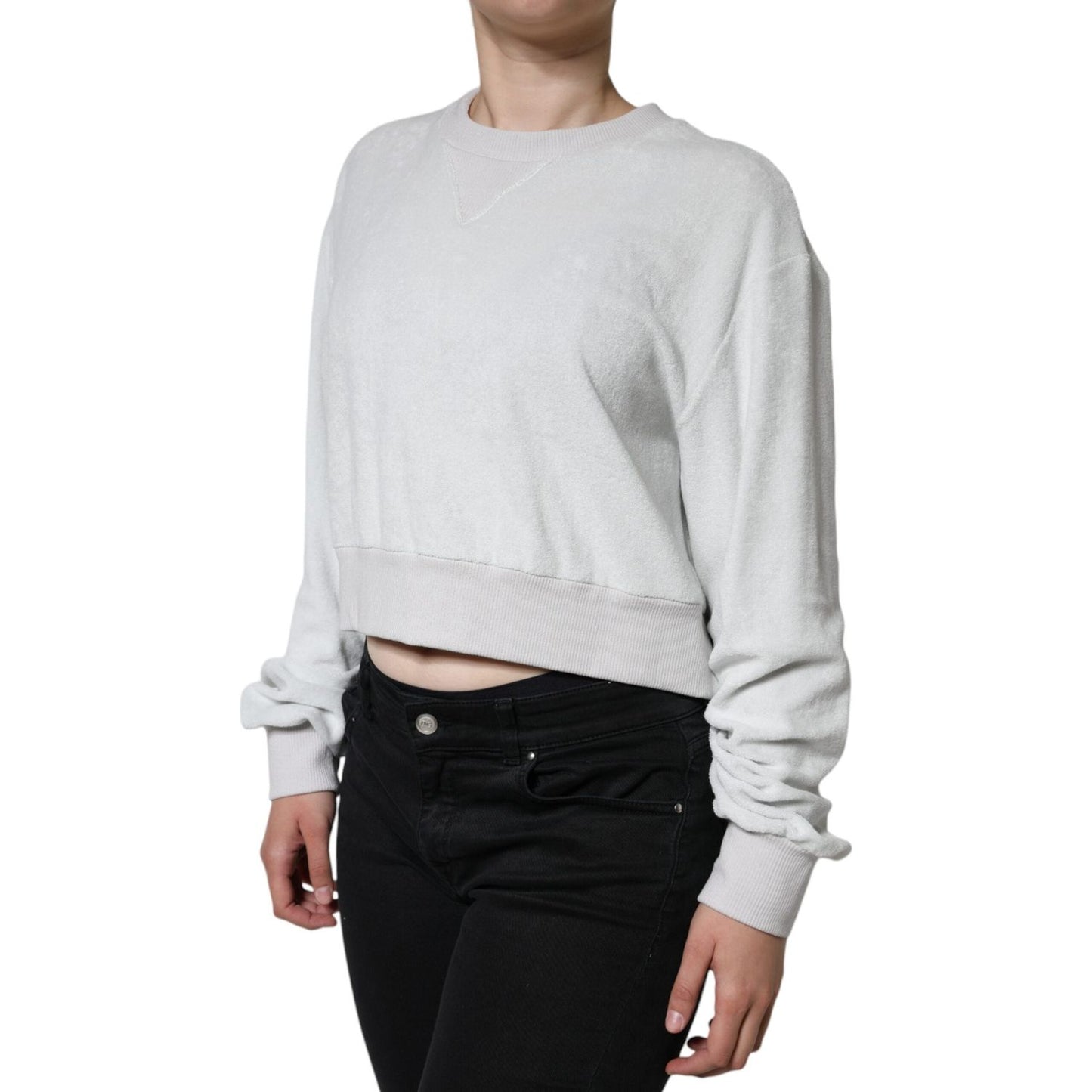 Dolce & Gabbana White Nylon Stretch Crew Neck Pullover Sweater TSH84222-40