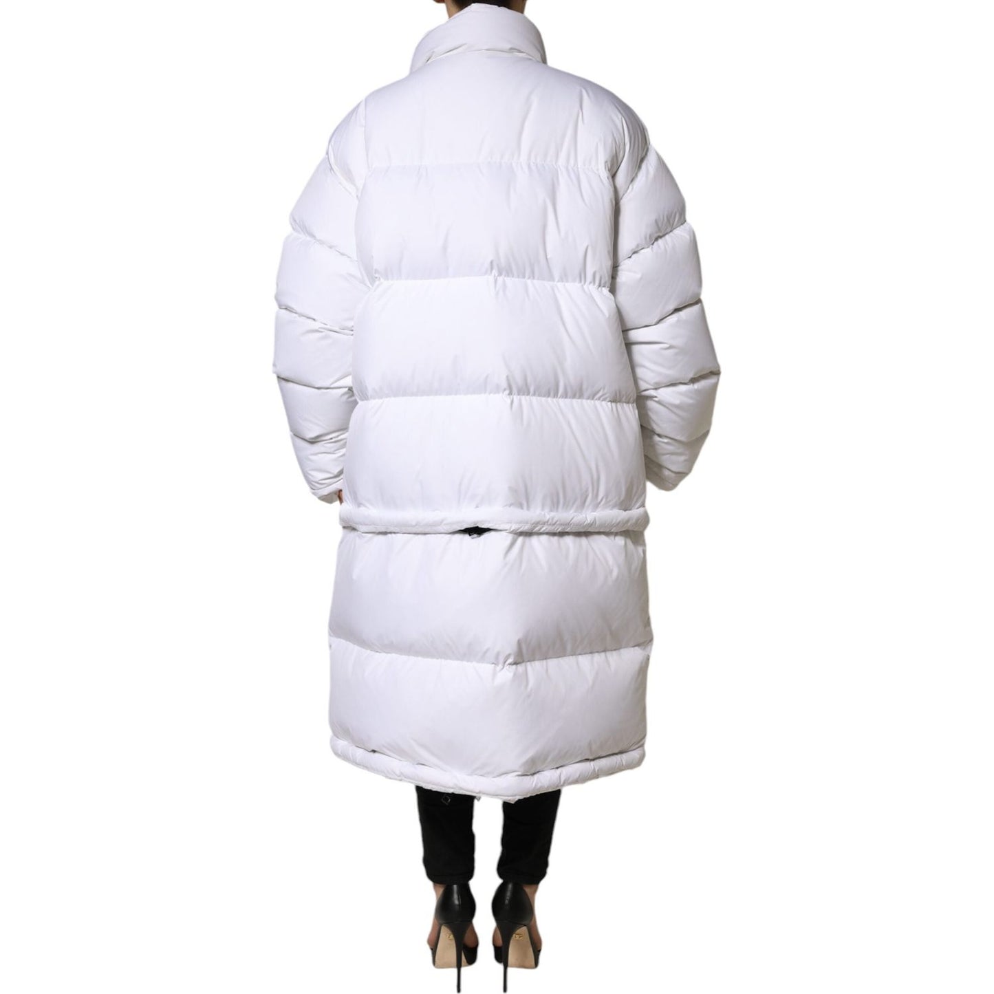 Dolce & Gabbana White Puffer Quilted Full Zip Coat Jacket JKT3815-40