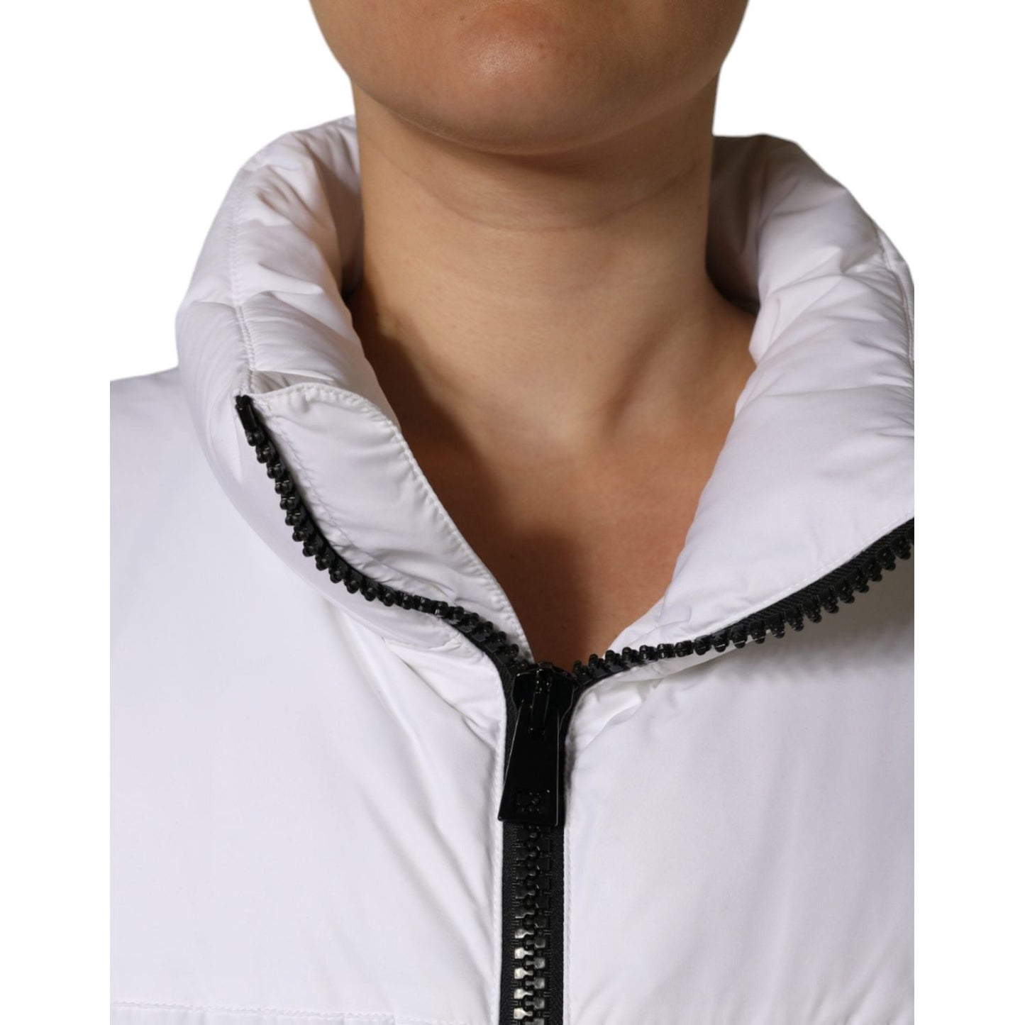 Dolce & Gabbana White Puffer Quilted Full Zip Coat Jacket JKT3815-40