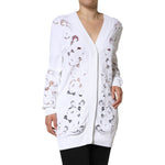 Dolce & Gabbana White Viscose Floral Cut Out Cardigan Sweater JKT4118-44
