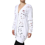 Dolce & Gabbana White Viscose Floral Cut Out Cardigan Sweater JKT4118-44