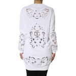 Dolce & Gabbana White Viscose Floral Cut Out Cardigan Sweater JKT4118-44