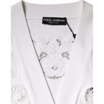 Dolce & Gabbana White Viscose Floral Cut Out Cardigan Sweater JKT4118-44