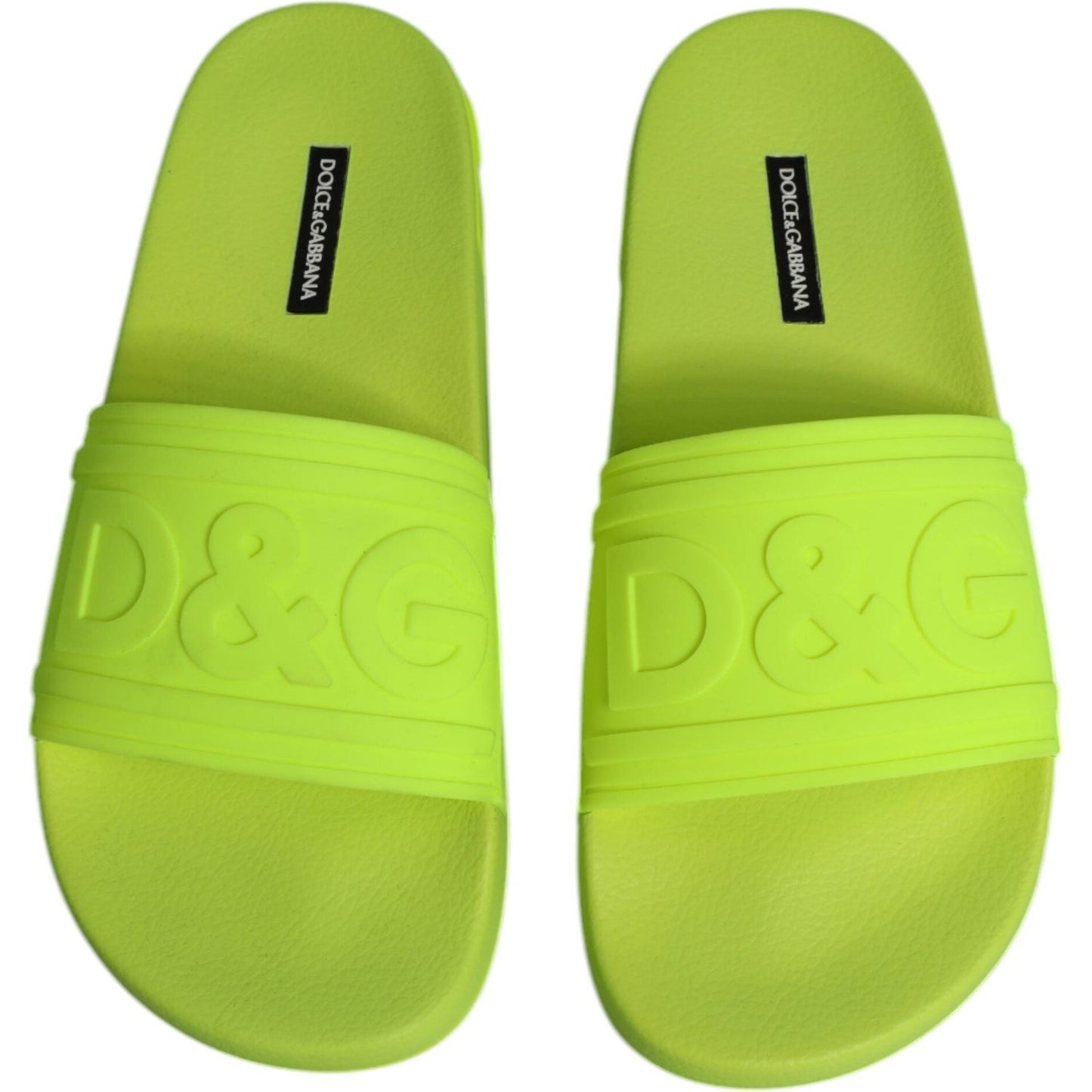 Dolce & Gabbana Green Rubber Slides Sandals Beachwear Shoes