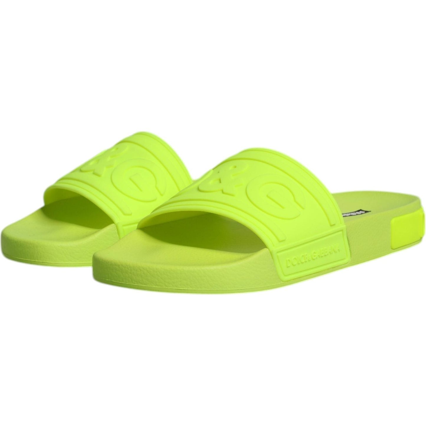 Dolce & Gabbana Green Rubber Slides Sandals Beachwear Shoes
