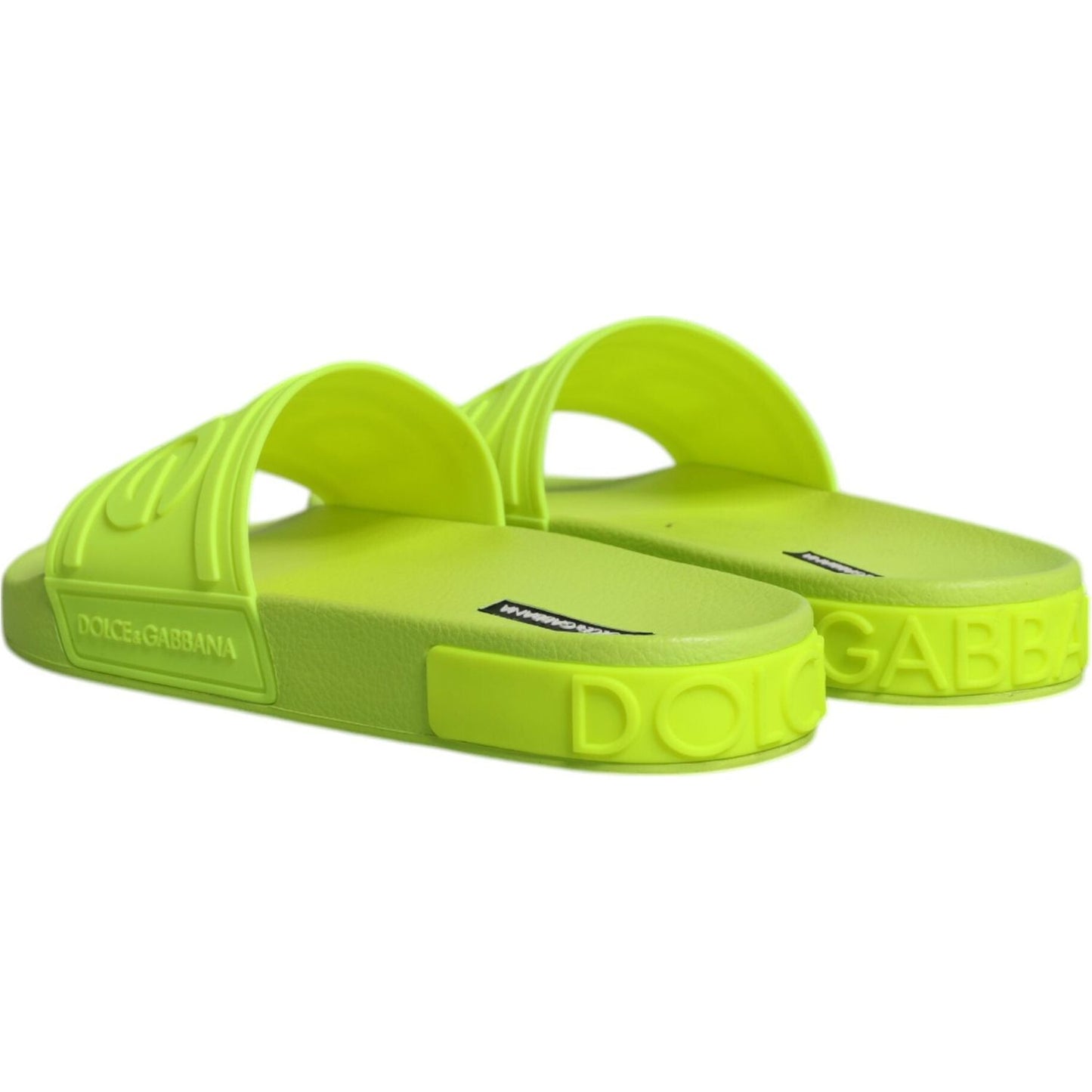 Dolce & Gabbana Green Rubber Slides Sandals Beachwear Shoes