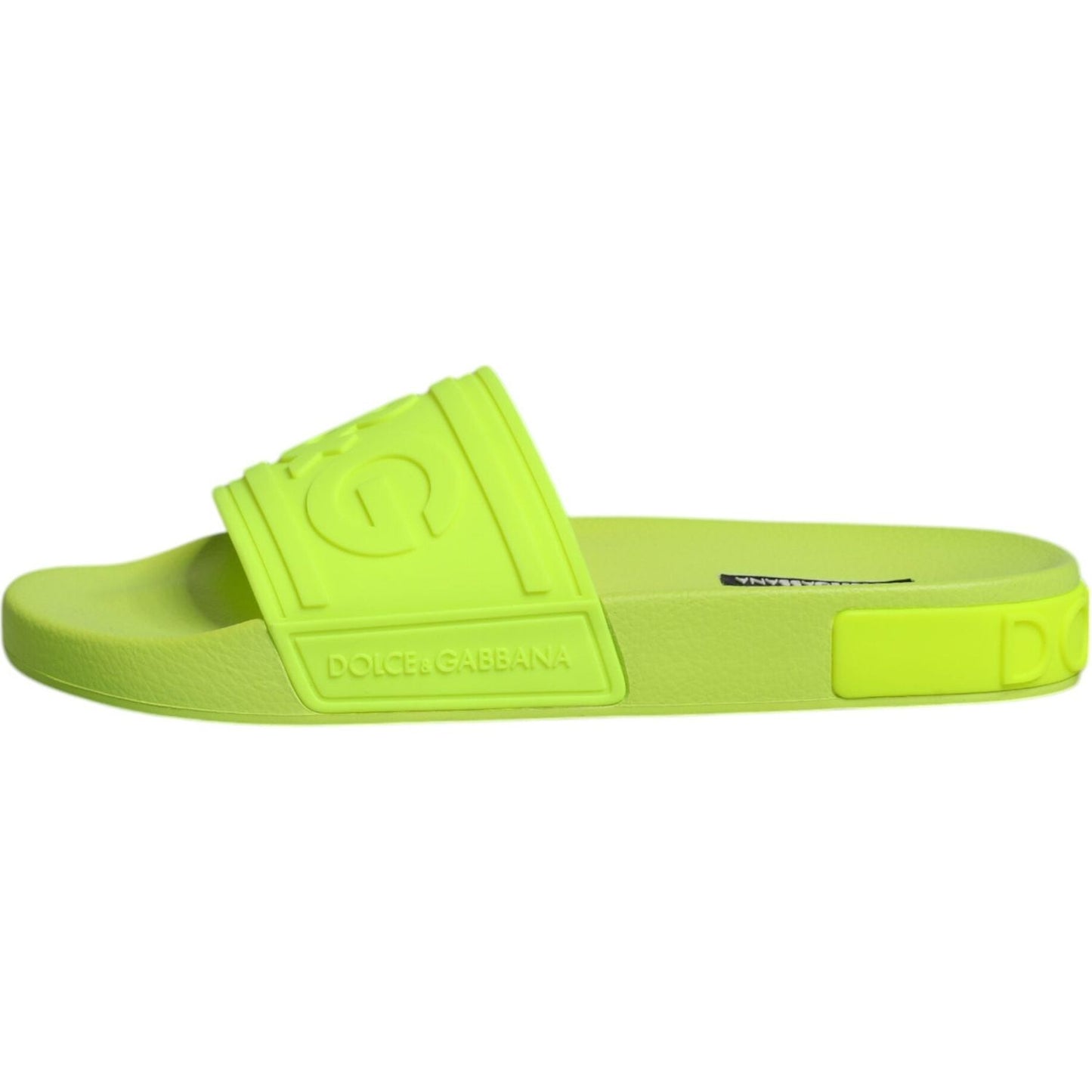 Dolce & Gabbana Green Rubber Slides Sandals Beachwear Shoes