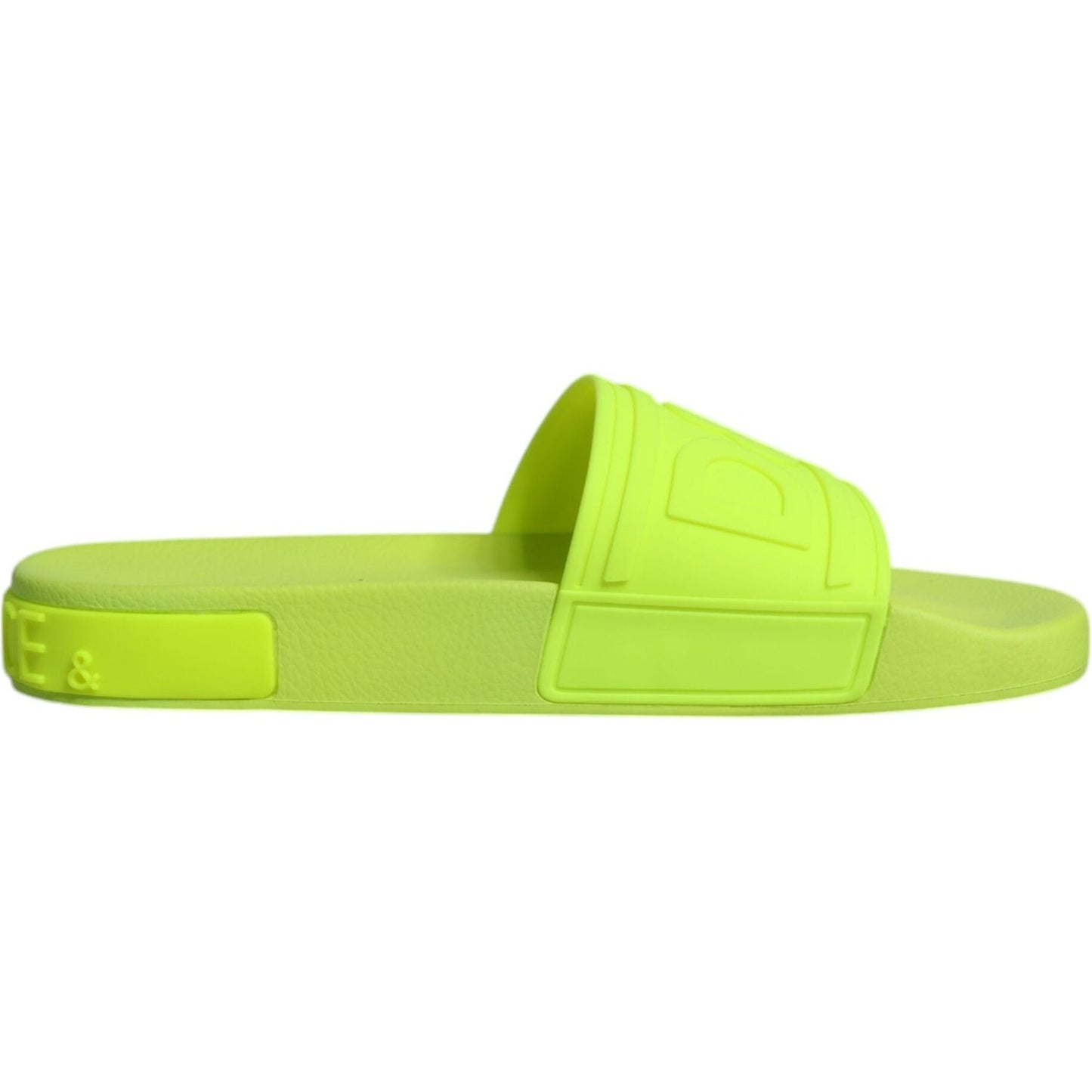 Dolce & Gabbana Green Rubber Slides Sandals Beachwear Shoes