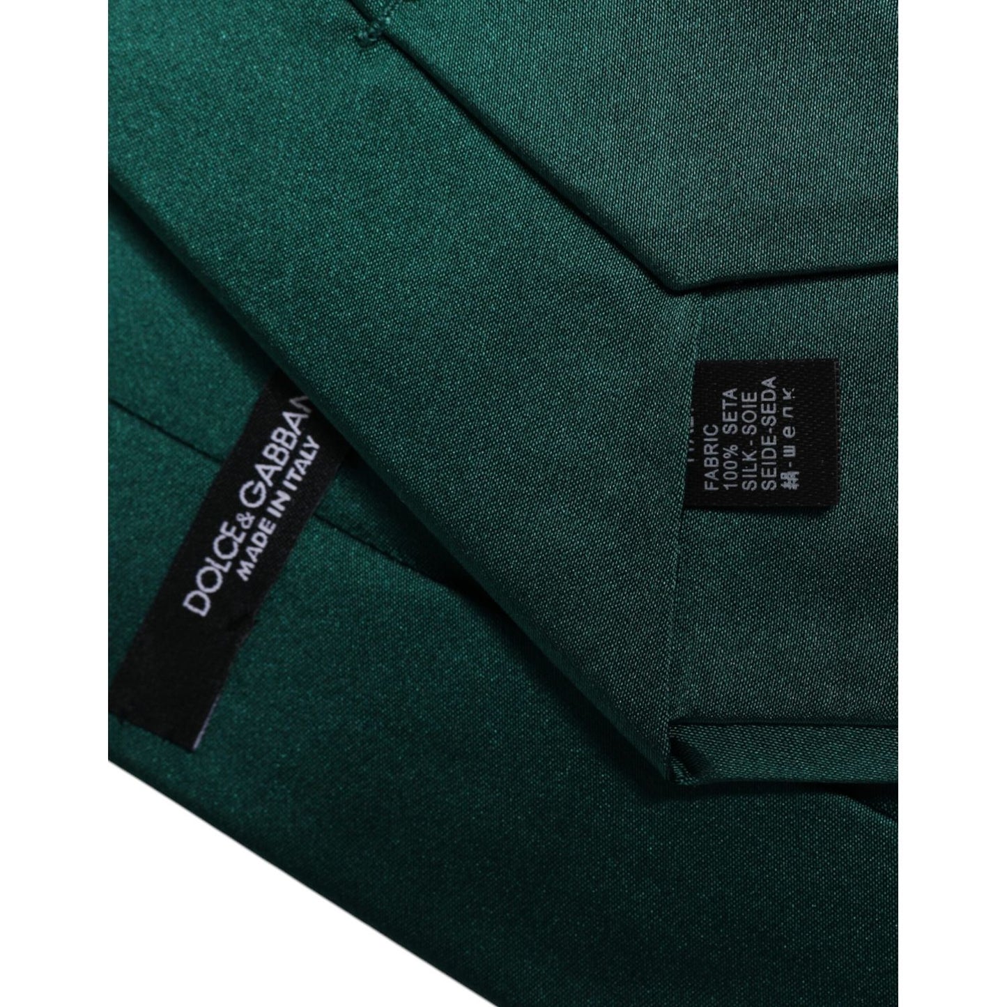 Dolce & Gabbana Green Solid Cotton Adjustable Necktie Tie
