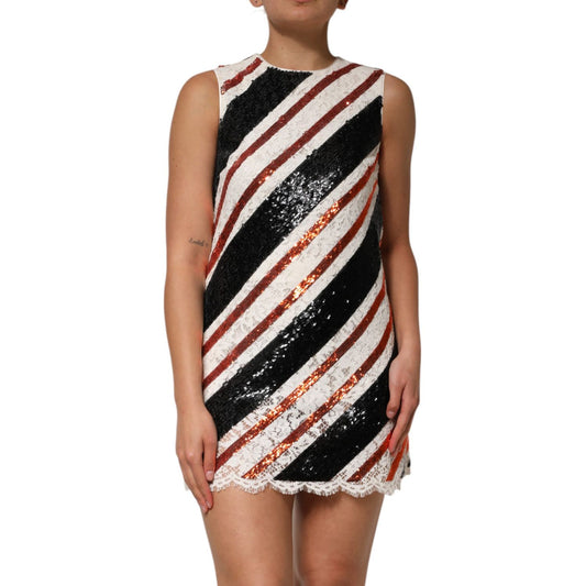 Dolce & Gabbana Multicolor Sequin Embellished Shift Dress