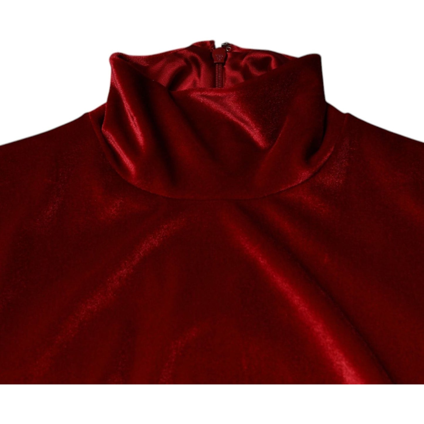 Dolce & Gabbana Red Velvet Long Sleeves Bodycon Mini Dress
