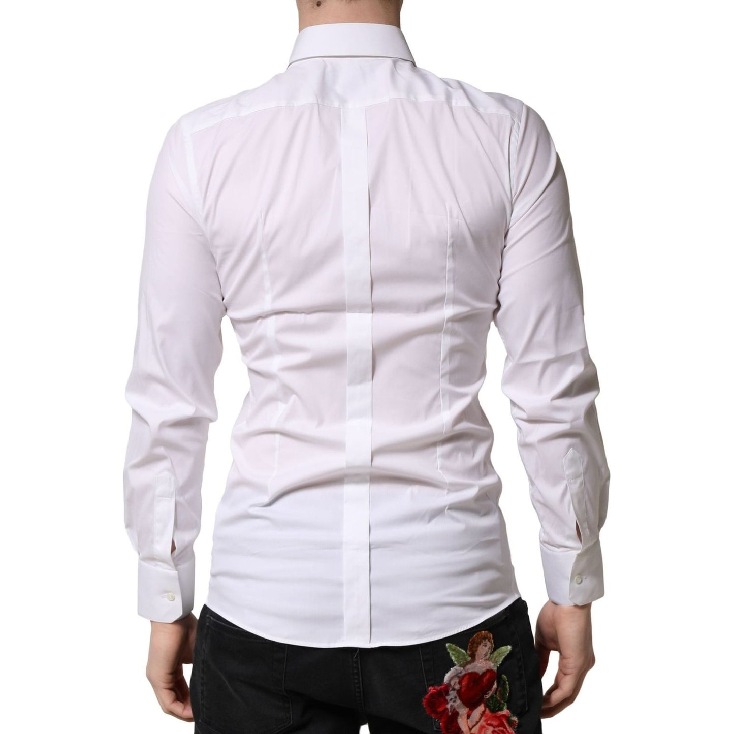 Dolce & GabbanaDolce & Gabbana White GOLD Long Sleeves Dress Formal Shirt1728,67345645728,Dolce & Gabbana,IT40 | M,Material: 70% Cotton 23% Nylon 7% Elastane,Men,Preowned / Defect,Shirts - Men - Clothing,White