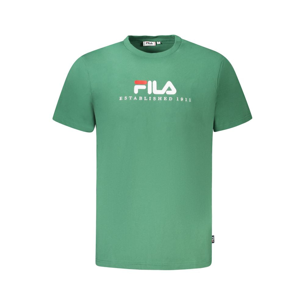Fila Green Cotton T-Shirt, unisex short sleeve, crew neck with embroidery logo, made of organic cotton.