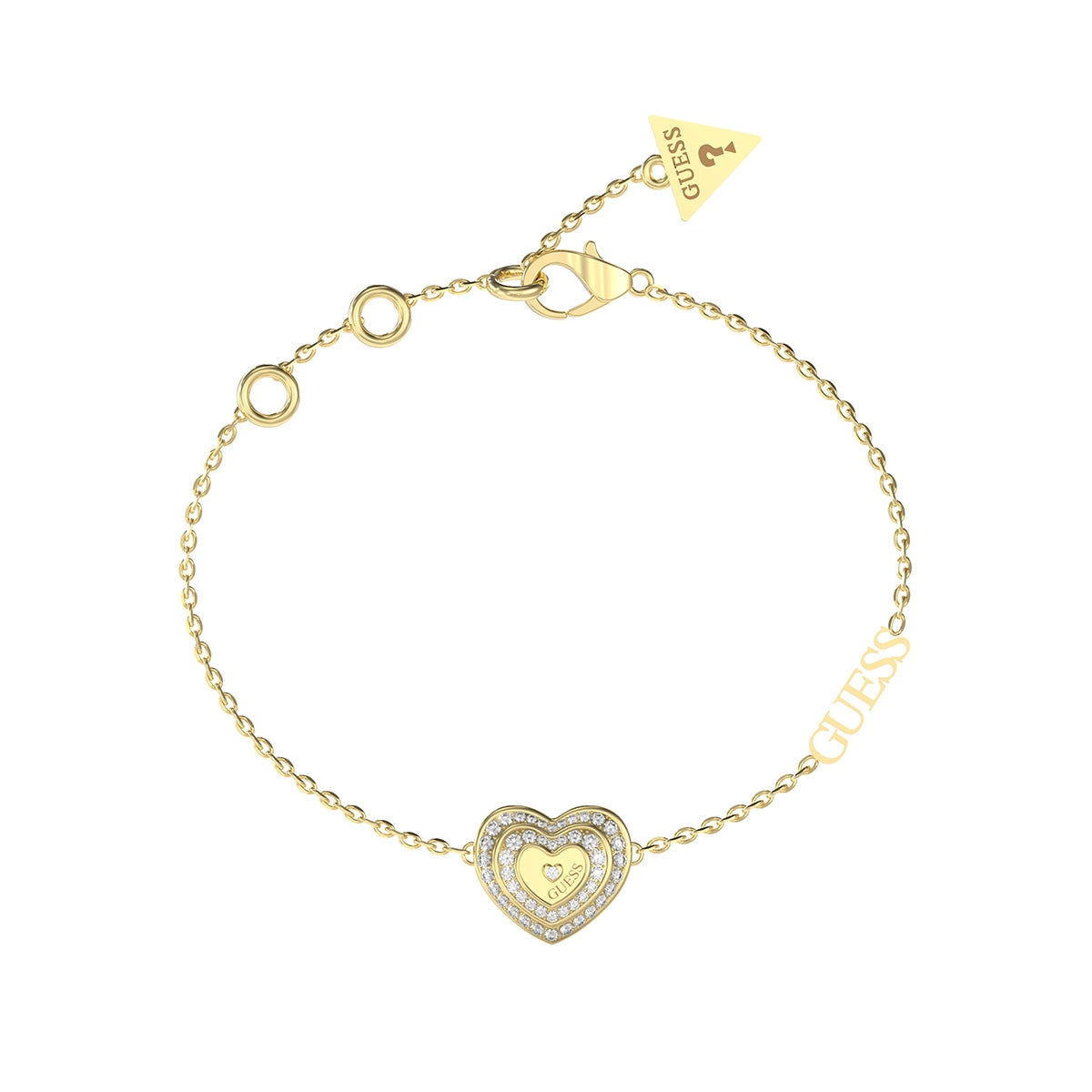 GUESS JEWELS JEWELRY Mod. JUBB04031JWYGS gold heart bracelet with crystal embellishments