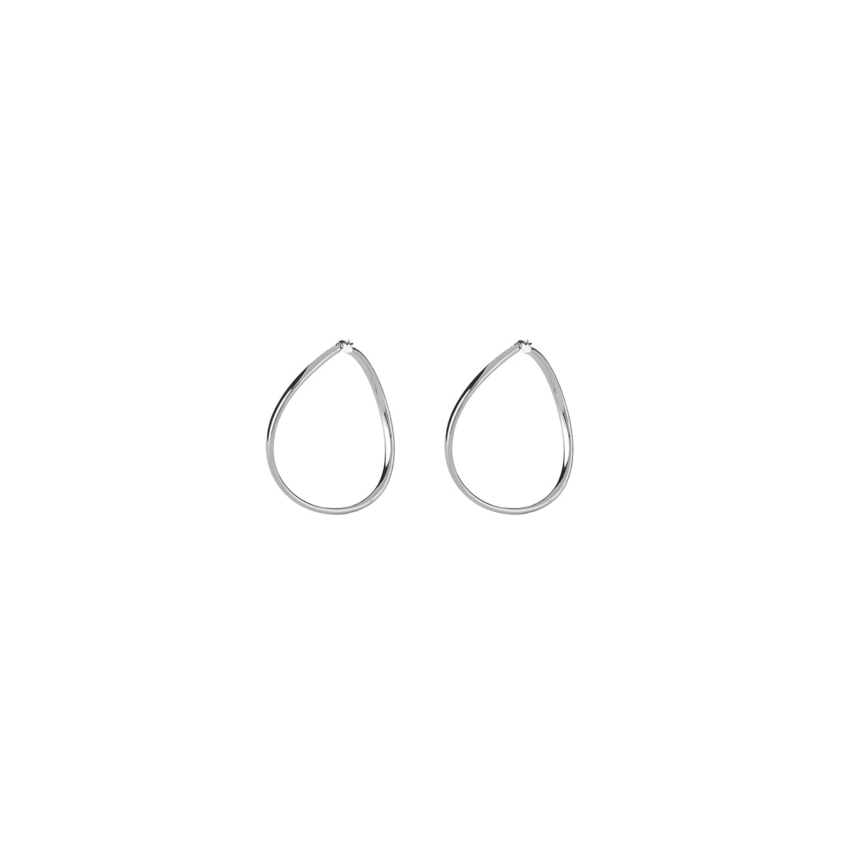 GUESS JEWELS JEWELRY Mod. JUBE04197JWRHT-U silver teardrop earrings on white background.
