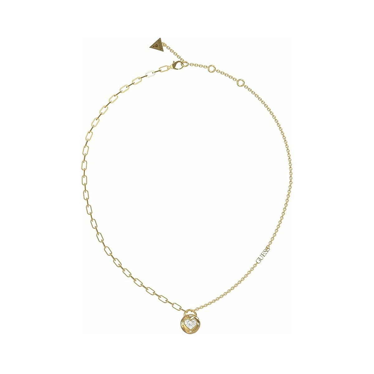 Elegant necklace from GUESS JEWELS JEWELRY Mod. JUBN03350JWYGT-U with a gold chain and a diamond pendant.