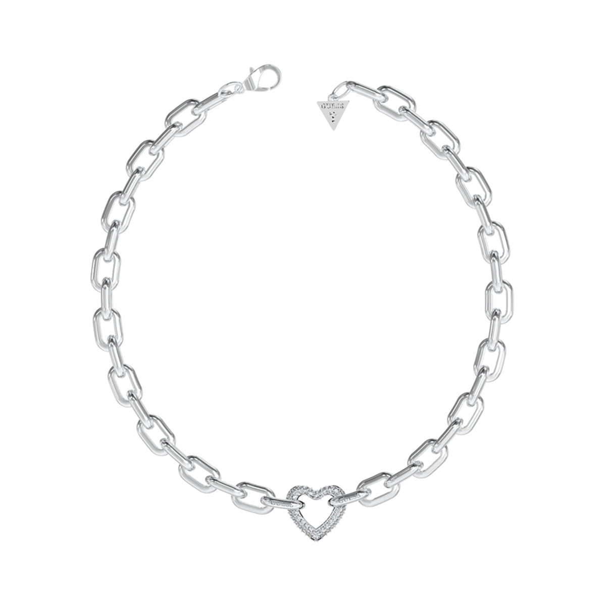 GUESS JEWELS JEWELRY Mod. JUBN05015JWRHT-U silver heart necklace with chain link design