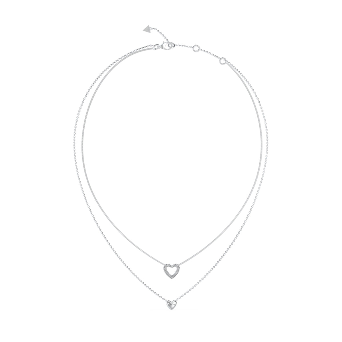 Alt Tag: GUESS JEWELS JEWELRY Mod. JUBN05026JWRHT-U with heart pendant on silver chain