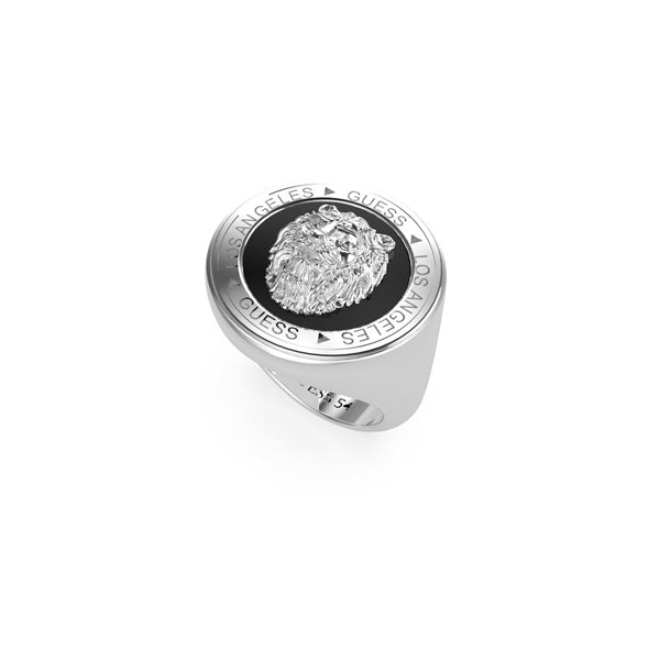 GUESS JEWELS JEWELRY Mod. JUMR01315JWSTBK64 silver ring with lion design