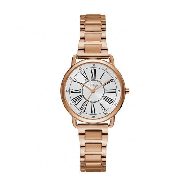GUESS Mod. JACKIE wristwatch in rose gold, 34mm case, quartz movement, lady's watch with only time function, official packaging.